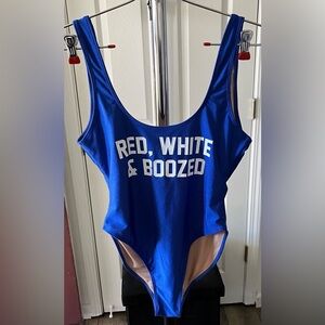 Ravesuits Red, White & Boozed Blue 1 Piece Women’s Swimsuit size Small